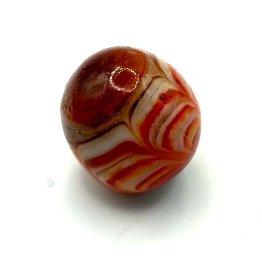 Mini Art Glass Egg Hand BlownβMulti-Color Zigzag Swirl 1970s Vibe